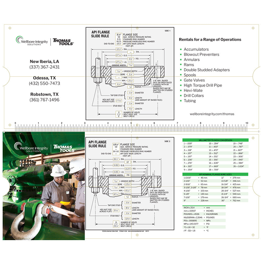API Flange/Slide Ruler