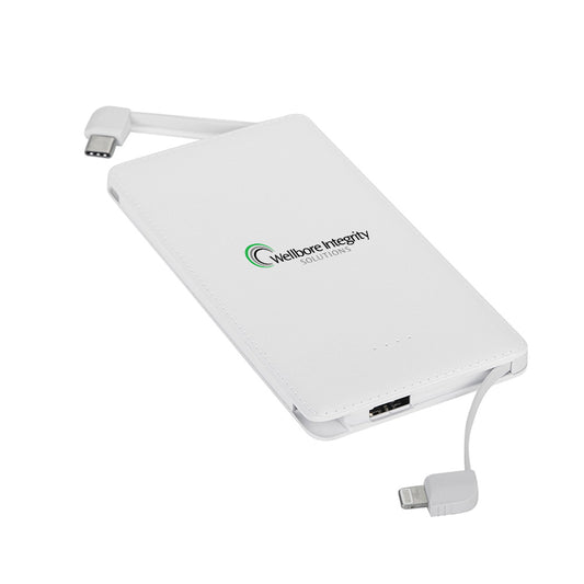 Slim Textured Built-in Cable Power Bank 5,000 mAh